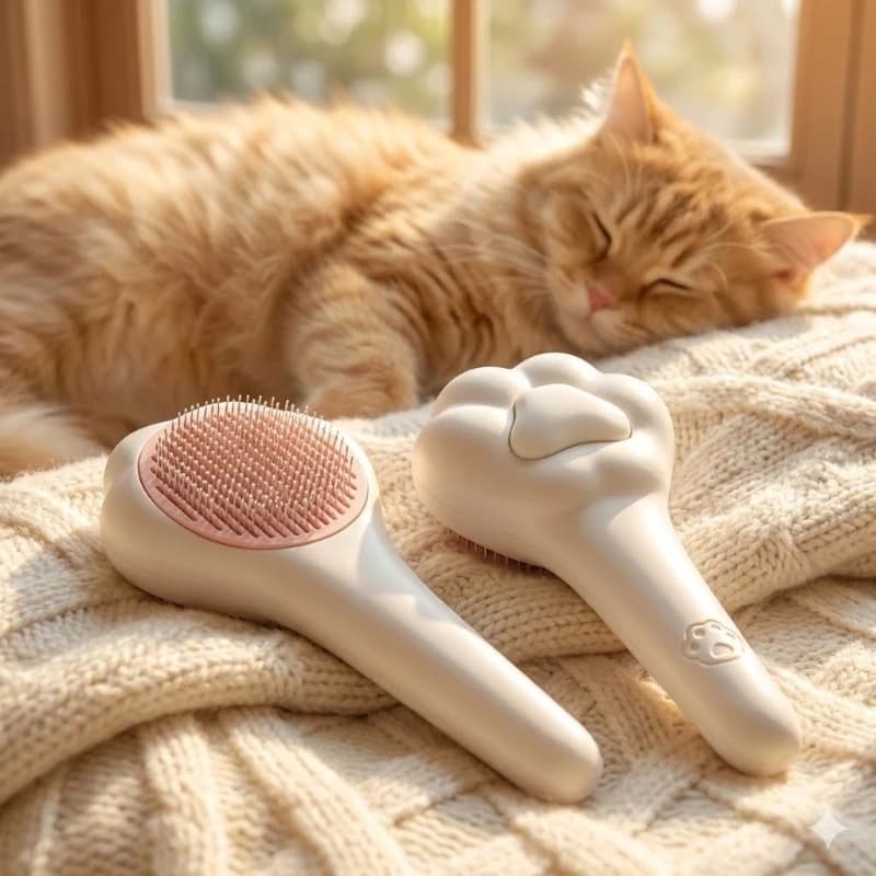 Brosse Cute Cat Paw : Élimine les Poils et Masse votre Chat — Outil de toilettage pour chat