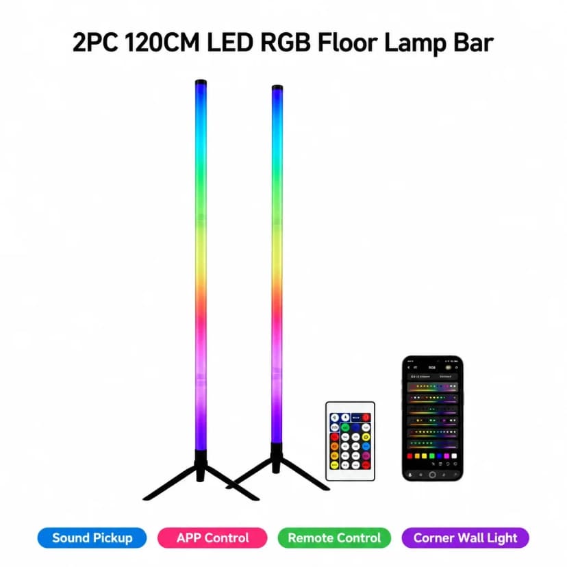 Pack de 2 Barres Lumineuses LED RGB 120cm avec Son pour Gaming — Barre LED RGB