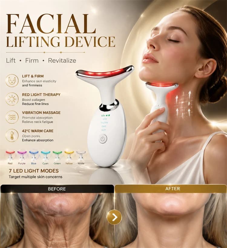 Masajeador Facial LED avec Microcourant EMS et Vibration — Masqueur Facial LED Microcourant