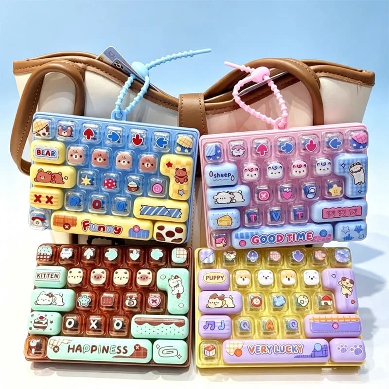 Anti-Stress Keycap Clicker: Relaxing Keychain with 26 Keys — Keycaps