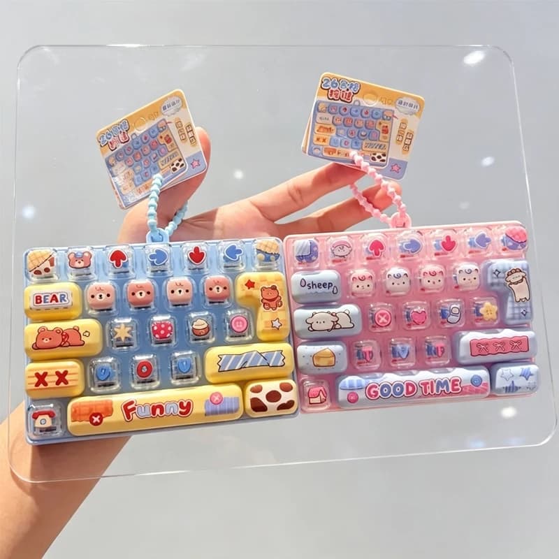 Anti-Stress Keycap Clicker: Relaxing 26-Key Keychain — Keycaps