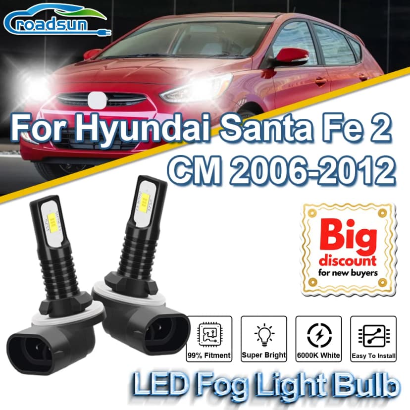 ROADSUN LED Canbus para Hyundai Santa Fe 2: Luz Antiniebla — Bombillas LED para Coche Canbus | ROADSUN