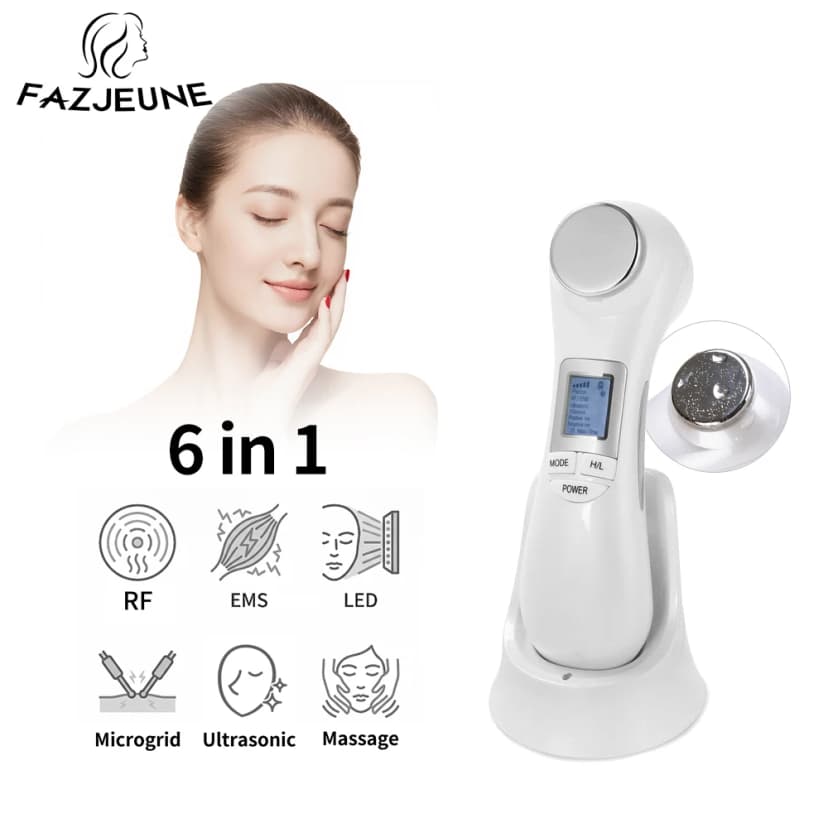 Masajeador facial 6 en 1 EMS microcourant LED — Masqueur Facial LED Microcourant