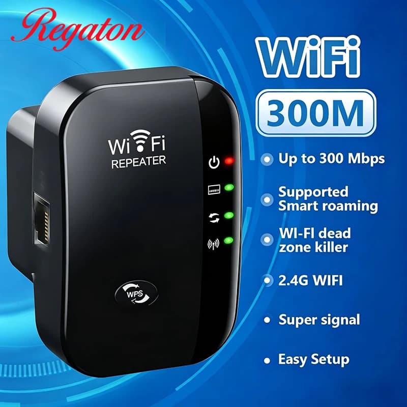 Amplificador WiFi 300M 2.4GHz para Oficina en Casa — Configuración de Escritorio