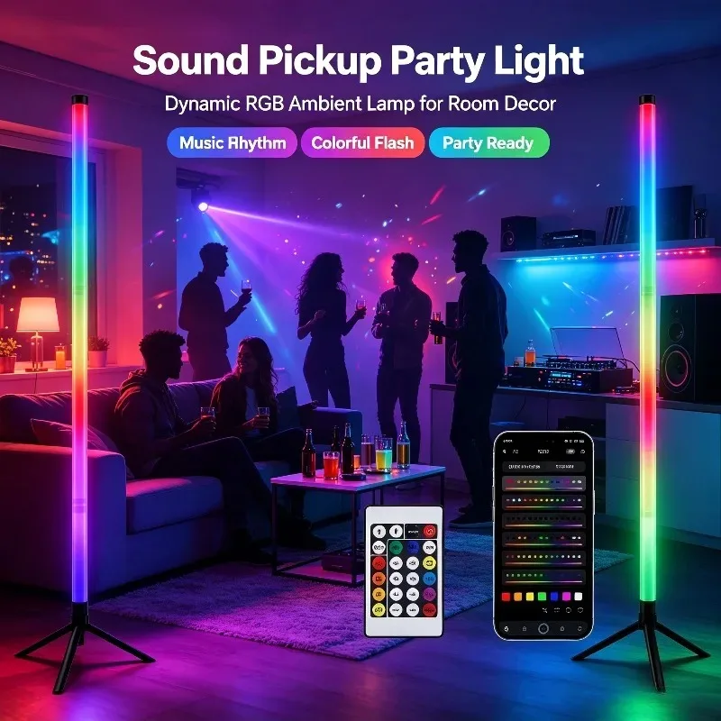 2 Barras LED RGB 120cm Reactivas al Sonido para Gaming — Barra de Luz LED RGB