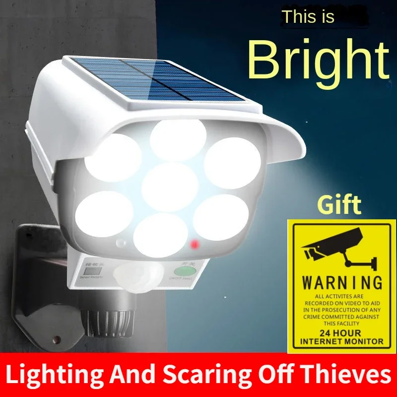 Solar-Außenstrahler mit Bewegungsmelder und Fake-Kamera IP65 77 LED — Outdoor Solar Tech